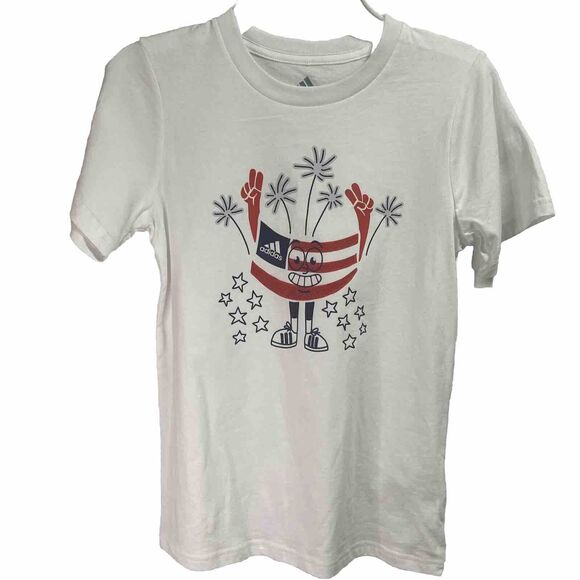 NWT adidas Boys Americana Graphic Set 7 Y Shirt Shorts Red White Blue USA July 4 - Picture 3 of 8